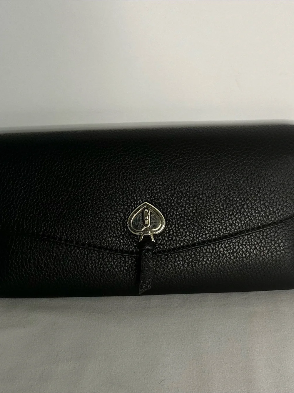 Kate Spade Marti Black Pebbled Leather Flap Zip Clutch Wallet